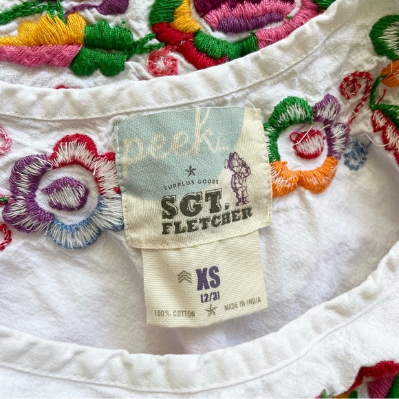 Peek Toddler Girls Embroidered Floral Tunic Dress Cotton Boho XS 2/3 - Picture 7 of 7